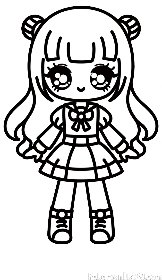 Otroška pobarvanka punčke v anime slogu