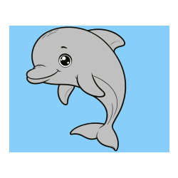 POBARVANA POBARVANKA - Otroška pobarvanka ljubkega delfina