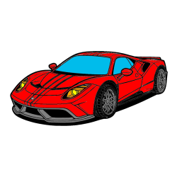 Pobarvana pobarvanka - Pobarvanka čudovitega športnega avtomobila