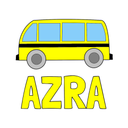 Pobarvana pobarvanka - Pobarvanka imena AZRA in avtobus