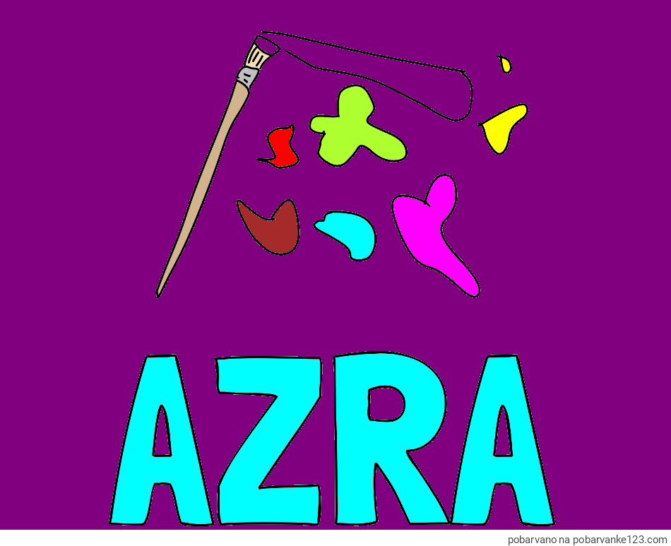 POBARVANA POBARVANKA - Pobarvanka imena AZRA in copic in packe