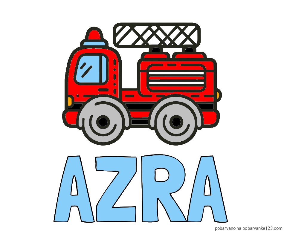 POBARVANA POBARVANKA - Pobarvanka imena AZRA in pobarvanka gasilski avto