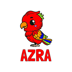 Pobarvana pobarvanka - Pobarvanka imena AZRA in pobarvanka ljubkega papagaja