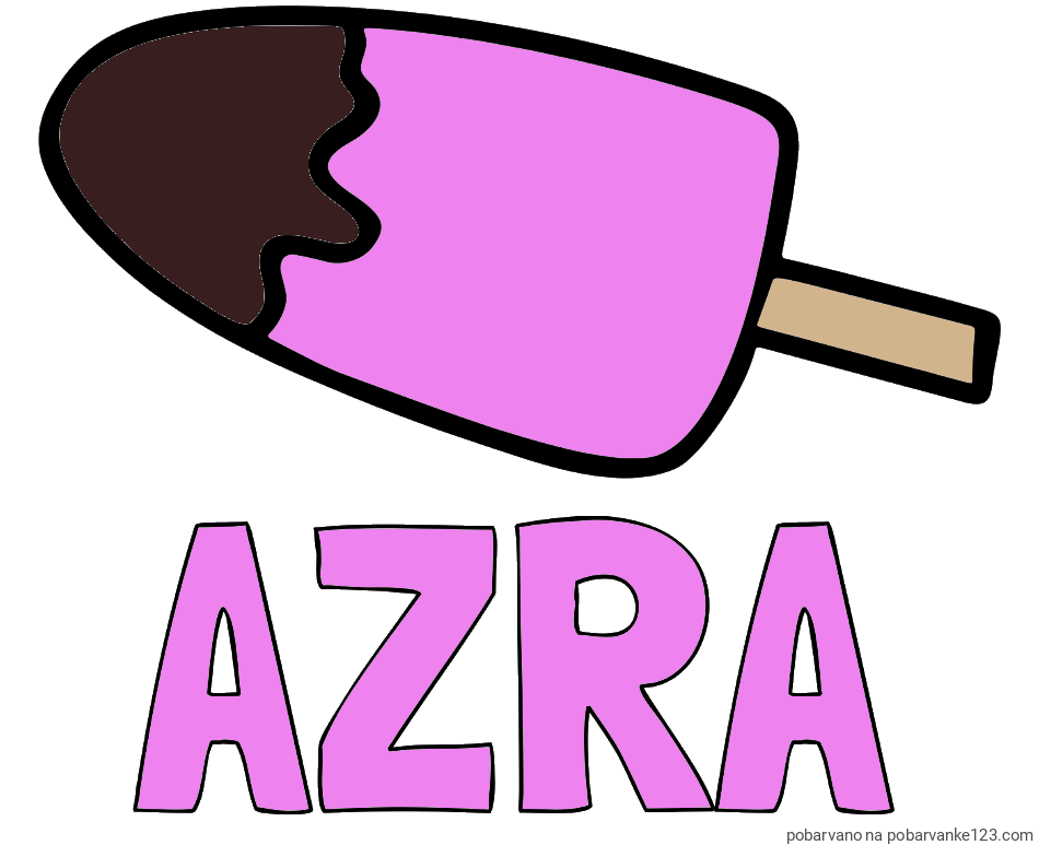 POBARVANA POBARVANKA - Pobarvanka imena AZRA in pobarvanka lučke (sladoled na palčki)