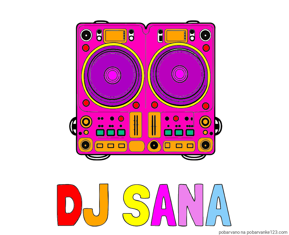 POBARVANA POBARVANKA - Pobarvanka imena DJ SANA in pobarvanka DJ MIXER