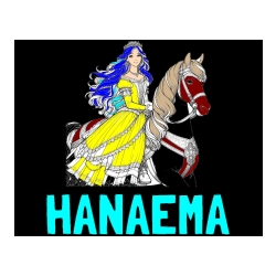 Pobarvana pobarvanka - Pobarvanka imena HANAEMA in pobarvanka nasmejana princese na konju