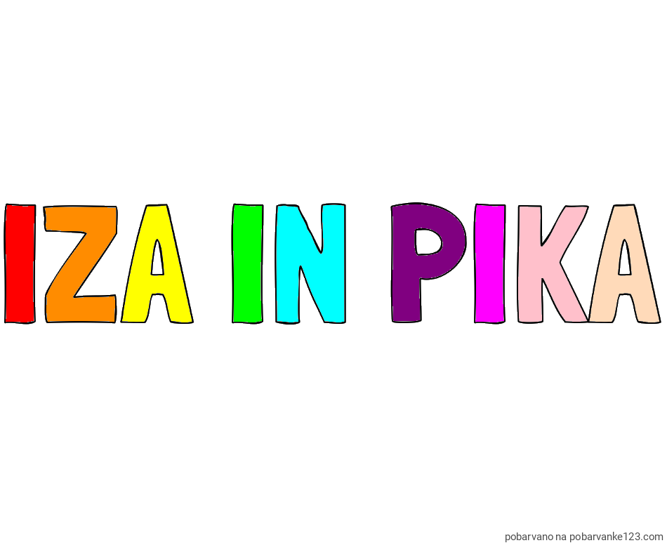 POBARVANA POBARVANKA - Pobarvanka imena IZA IN PIKA