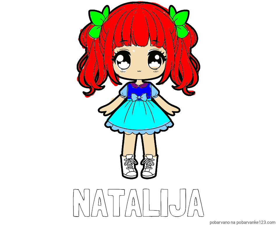 POBARVANA POBARVANKA - Pobarvanka imena NATALIJA in pobarvanka anime punčke