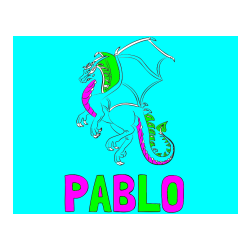Pobarvana pobarvanka - Pobarvanka imena PABLO in pobarvanka strašnega zmaja