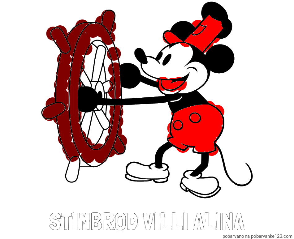POBARVANA POBARVANKA - Pobarvanka imena STIMBROD VILLI ALINA in pobarvanka Miki Miške (Mickey Mouse)