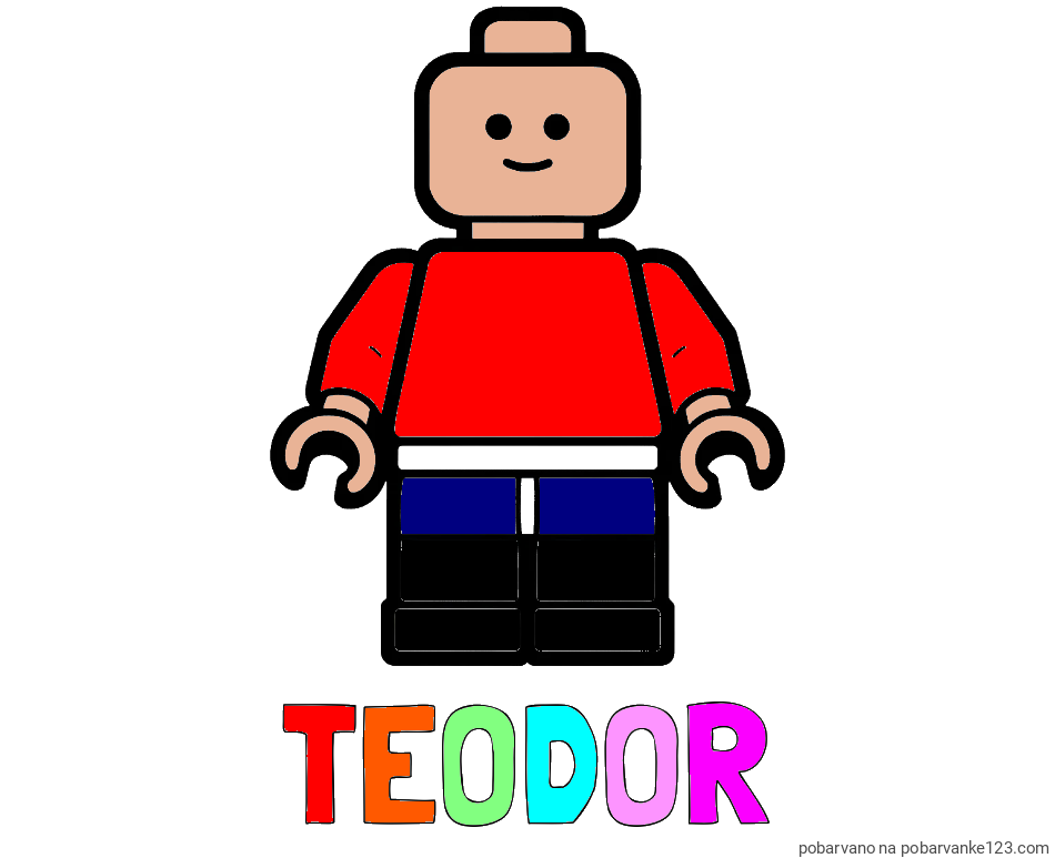POBARVANA POBARVANKA - Pobarvanka imena TEODOR in pobarvanka LEGO figurice fanta