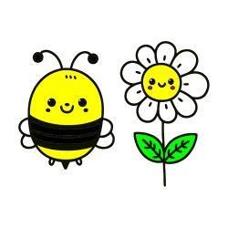 Pobarvana pobarvanka - Pobarvanka ljubke čebelice in nasmejane rože