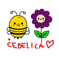 Pobarvana pobarvanka - Pobarvanka ljubke čebelice in nasmejane rože