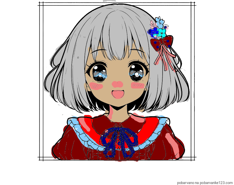 POBARVANA POBARVANKA - Pobarvanka ljubke punčke v anime slogu