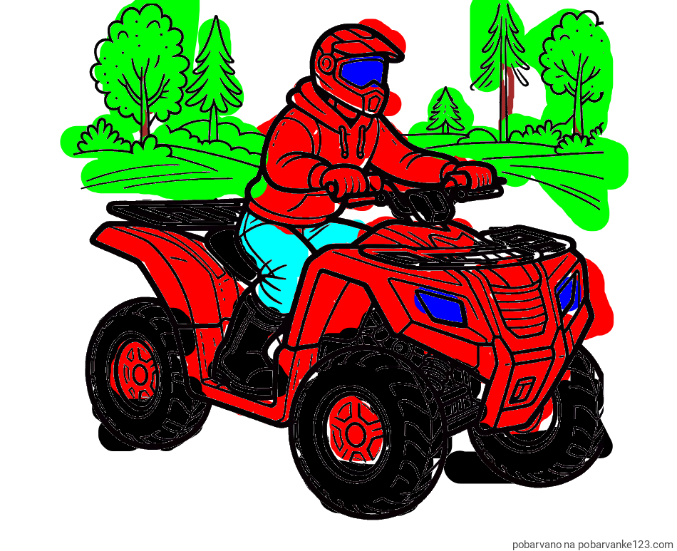 POBARVANA POBARVANKA - Pobarvanka motorista na štirikolesniku