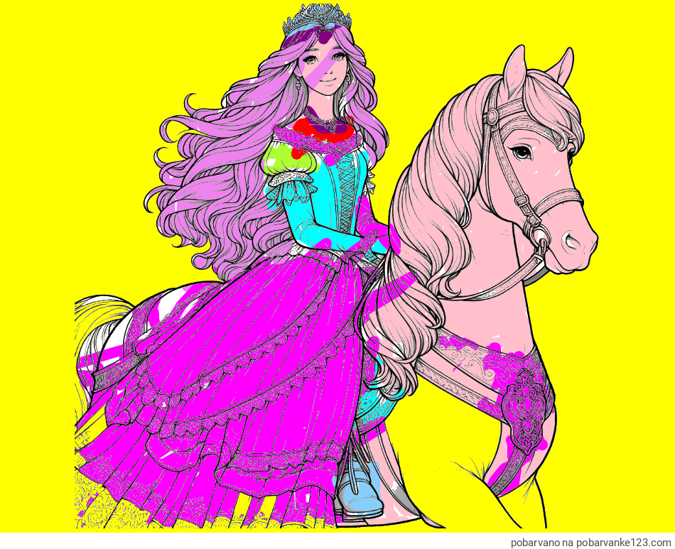 POBARVANA POBARVANKA - Pobarvanka nasmejana princese na konju