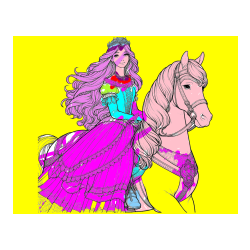 Pobarvana pobarvanka - Pobarvanka nasmejana princese na konju