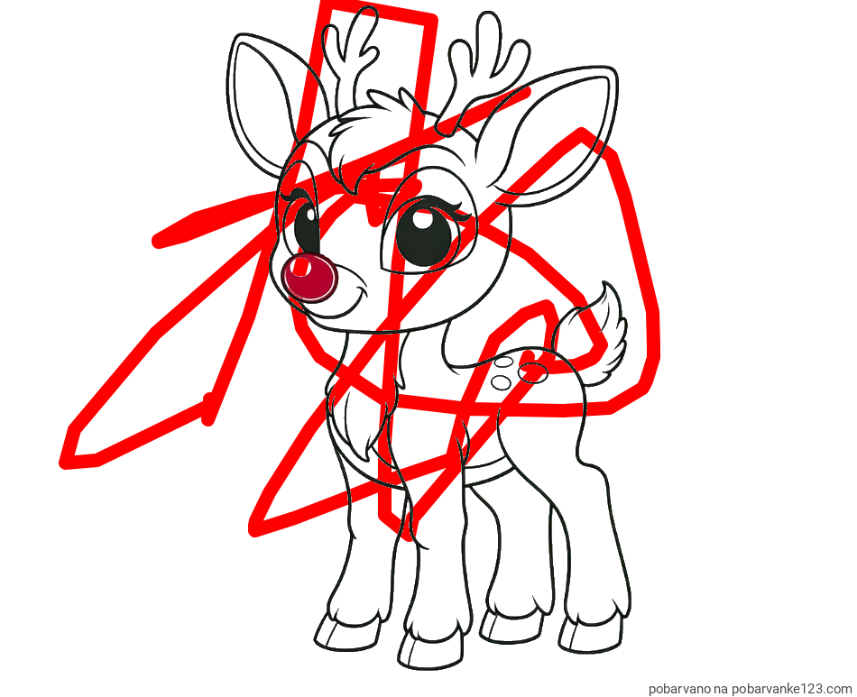 POBARVANA POBARVANKA - Pobarvanka nasmejanega jelenčka Rudolfa