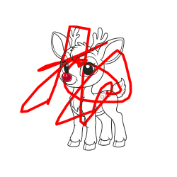 Pobarvana pobarvanka - Pobarvanka nasmejanega jelenčka Rudolfa