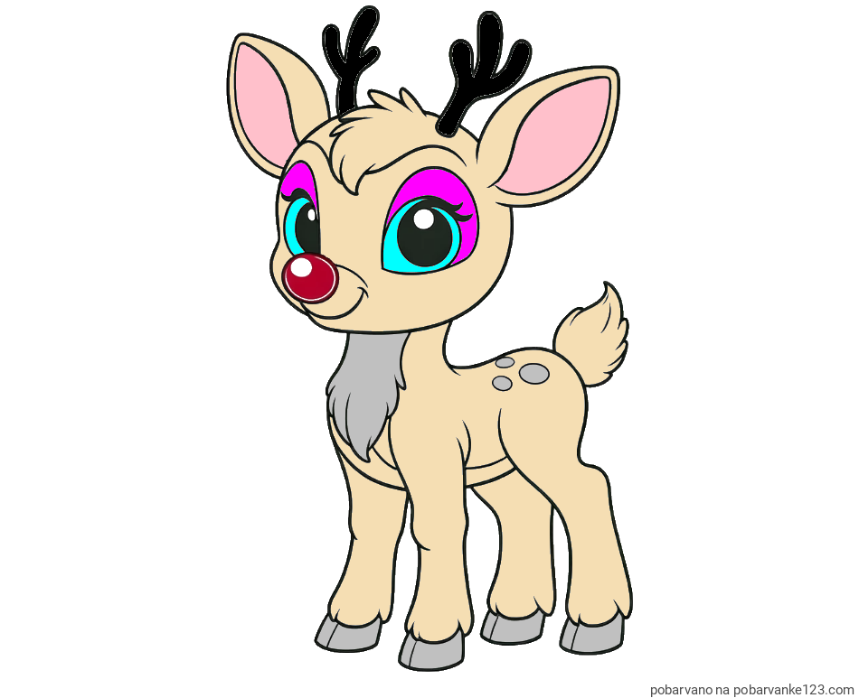 POBARVANA POBARVANKA - Pobarvanka nasmejanega jelenčka Rudolfa