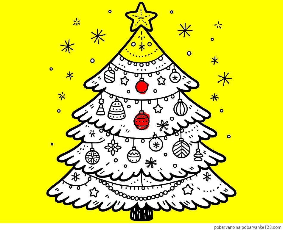 POBARVANA POBARVANKA - Pobarvanka novoletne jelke