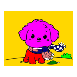 Pobarvana pobarvanka - Pobarvanka prikupnega psička