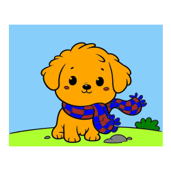 Pobarvana pobarvanka - Pobarvanka prikupnega psička