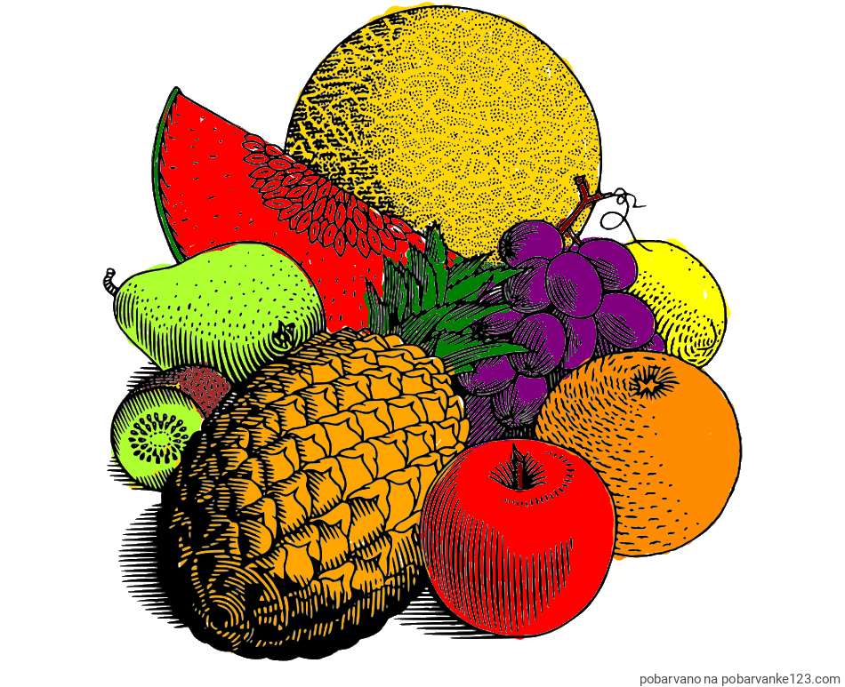 POBARVANA POBARVANKA - Pobarvanka sadja (ananas, melona, jabolka, kivi, grozdje, pomaranča...)