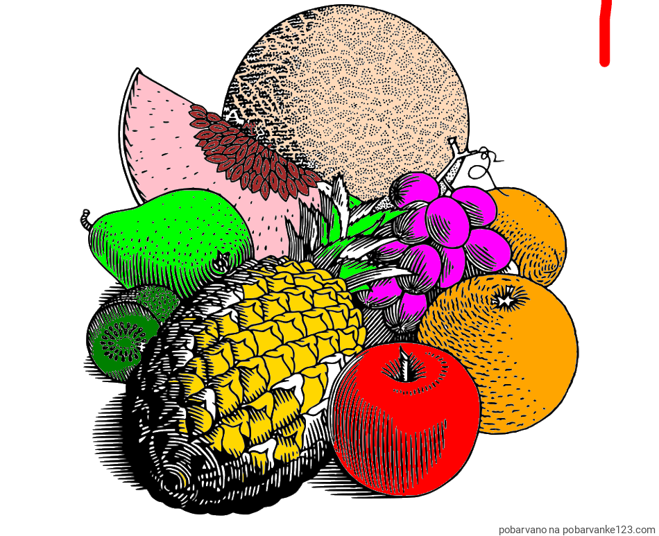 POBARVANA POBARVANKA - Pobarvanka sadja (ananas, melona, jabolka, kivi, grozdje, pomaranča...)