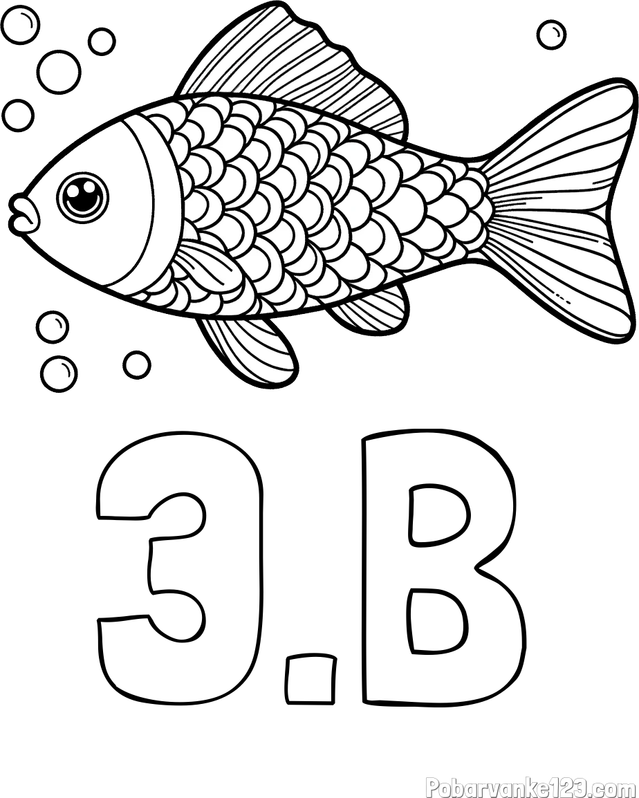 Pobarvanka imena 3.B in pobarvanka ribe