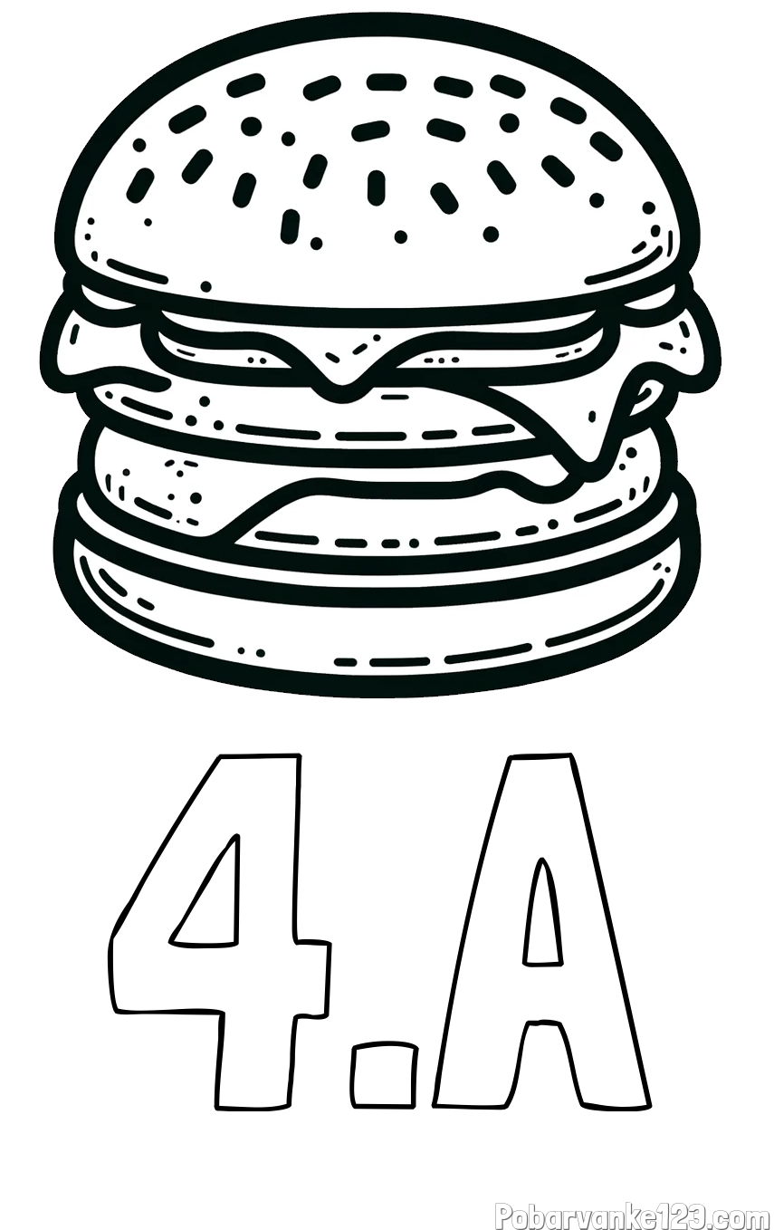 Pobarvanka imena 4.A in preprosta pobarvanka hamburgerja