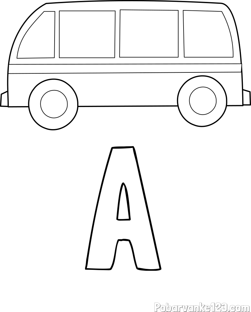 Pobarvanka imena A in avtobus