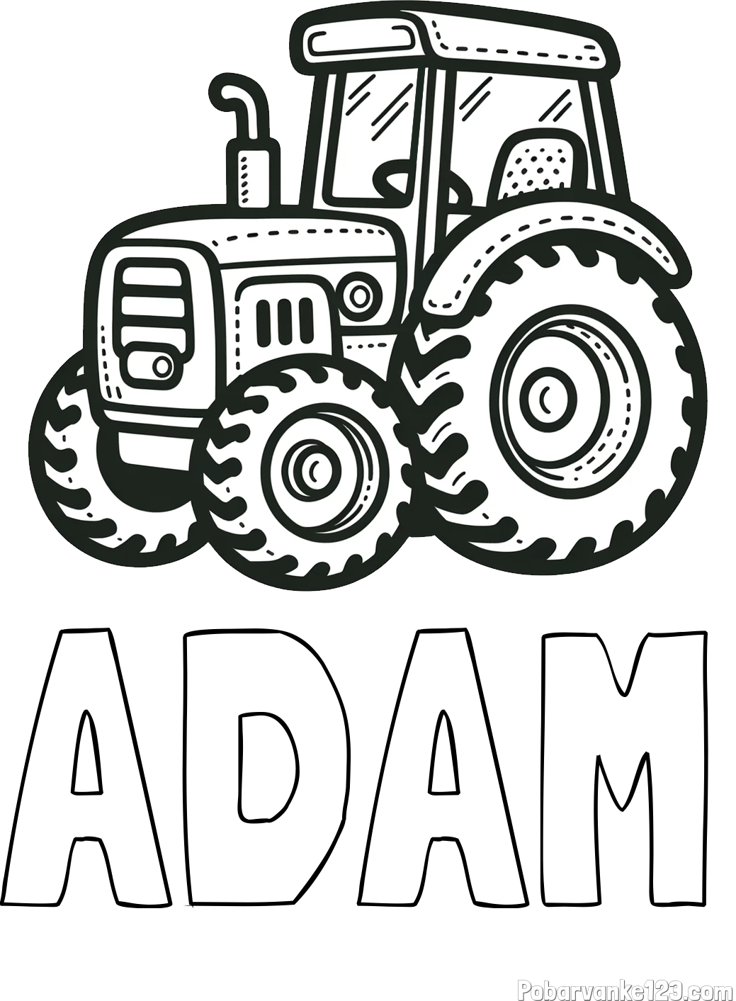 Pobarvanka imena ADAM in pobarvanka čudovitega traktorja