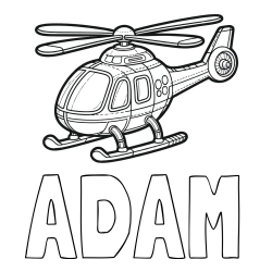 Online izdelana pobarvanka - Pobarvanka imena ADAM in pobarvanka helikopterja