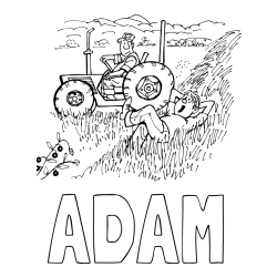 Online izdelana pobarvanka - Pobarvanka imena ADAM in pobarvanka traktor