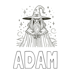 Online izdelana pobarvanka - Pobarvanka imena ADAM in pobarvanka zlobnega čarovnika