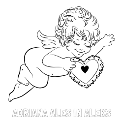 Online izdelana pobarvanka - Pobarvanka imena ADRIANA ALEŠ IN ALEKS in pobarvanka angela s srčkom