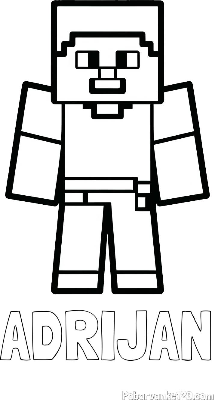 Pobarvanka imena ADRIJAN in pobarvanka Minecraft figurice