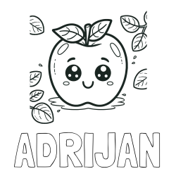 Online izdelana pobarvanka - Pobarvanka imena ADRIJAN in pobarvanka nasmejane jabolke