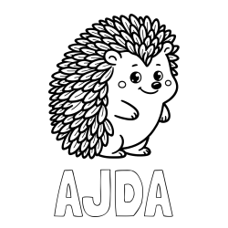 Online izdelana pobarvanka - Pobarvanka imena AJDA in pobarvanka prisrčnega ježka
