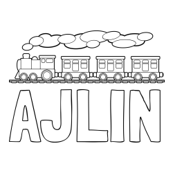 Online izdelana pobarvanka - Pobarvanka imena AJLIN in pobarvanka vlaka