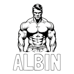 Online izdelana pobarvanka - Pobarvanka imena ALBIN in pobarvanka bodybuilder-ja