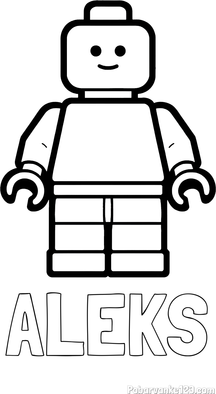 Pobarvanka imena ALEKS in pobarvanka LEGO figurice fanta