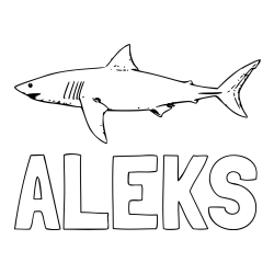 Online izdelana pobarvanka - Pobarvanka imena ALEKS in pobarvanka morskega psa