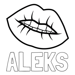 Online izdelana pobarvanka - Pobarvanka imena ALEKS in pobarvanka ustnic