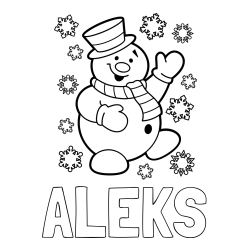 Online izdelana pobarvanka - Pobarvanka imena ALEKS in pobarvanka veselega snežaka