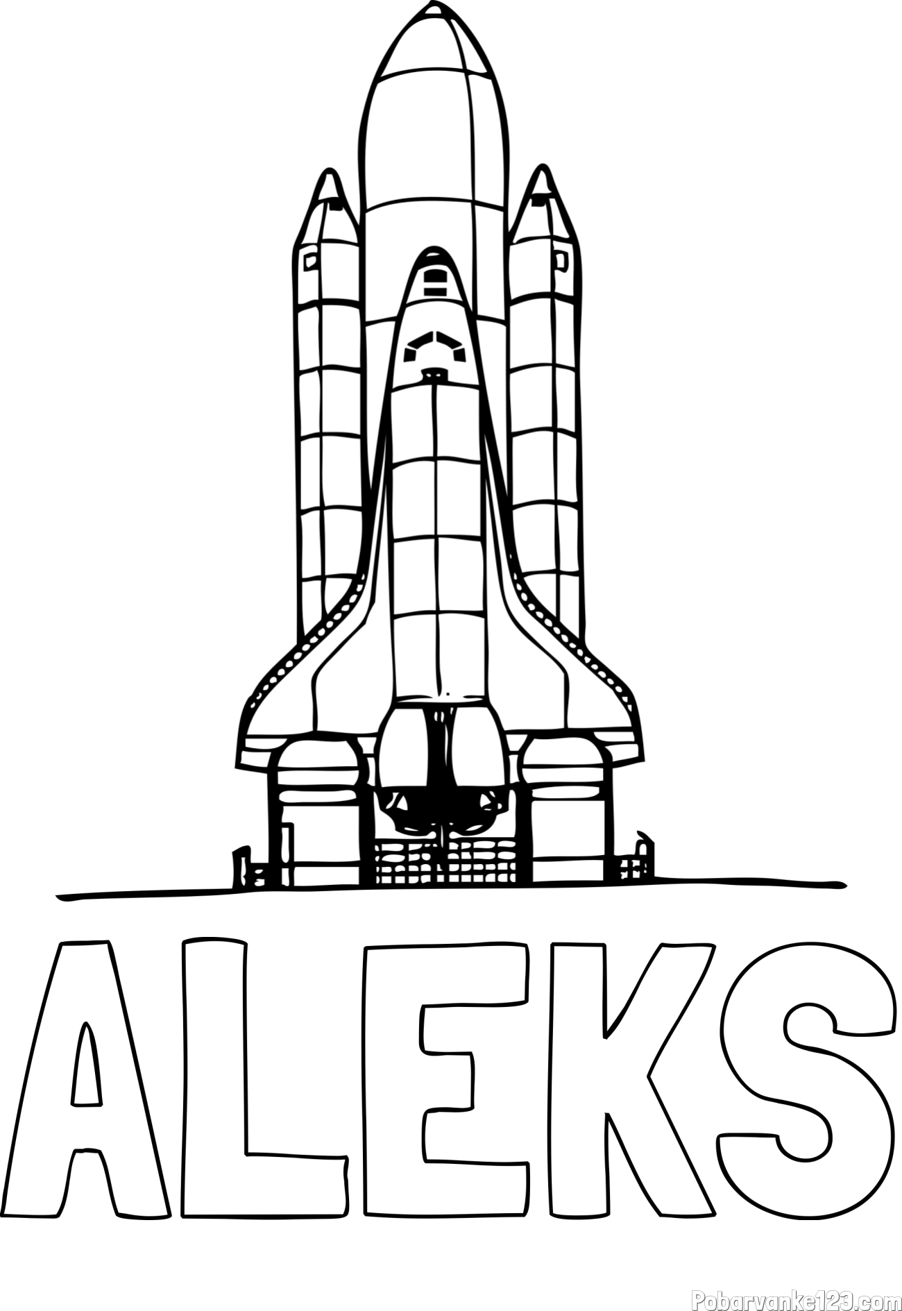 Pobarvanka imena ALEKS in pobarvanka vesoljskega plovila Space Shuttle