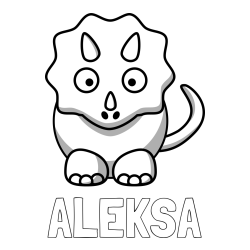 Online izdelana pobarvanka - Pobarvanka imena ALEKSA in pobarvanka dinozavra triceratops