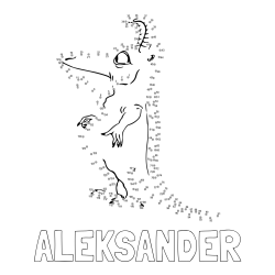 Online izdelana pobarvanka - Pobarvanka imena ALEKSANDER in pobarvanka pošasti - poveži številke