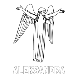 Online izdelana pobarvanka - Pobarvanka imena ALEKSANDRA in lepa pobarvanka angela